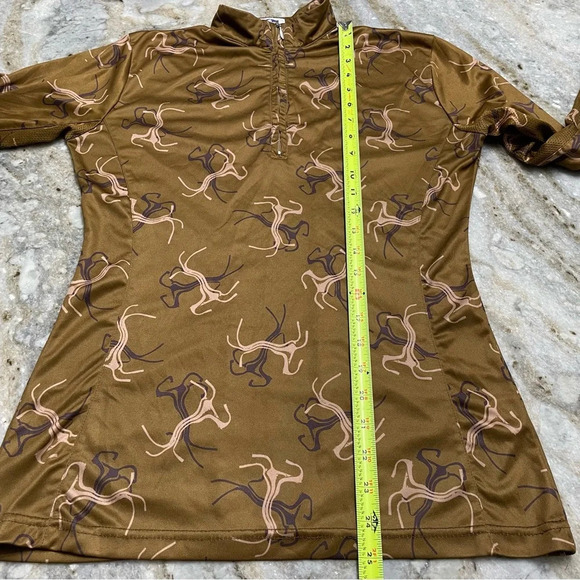Royal Highness Equestrian Horse Print Mesh Detail Quarter Zip Pullover XS - Picture 4 of 12